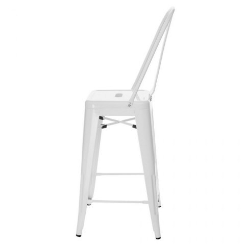 D2.DESIGN Hoker Krzesło barowe Stołek barowy Paris Back biały inspirowan Tolix metal malowany proszkowo wysokie oparcie podnóżek D2.DESIGN Hoker Krzesło barowe Stołek barowy Paris Back biały inspirowan Tolix metal malowany proszkowo wysokie oparcie podnóżek