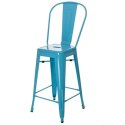 D2.DESIGN Hoker Krzesło barowe Stołek Paris Back niebieski inspirowany Tolix metal malowany proszkowo wysokie oparcie podnóżek D2.DESIGN Hoker Krzesło barowe Stołek Paris Back niebieski inspirowany Tolix metal malowany proszkowo wysokie oparcie podnóżek
