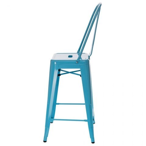 D2.DESIGN Hoker Krzesło barowe Stołek Paris Back niebieski inspirowany Tolix metal malowany proszkowo wysokie oparcie podnóżek D2.DESIGN Hoker Krzesło barowe Stołek Paris Back niebieski inspirowany Tolix metal malowany proszkowo wysokie oparcie podnóżek