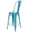 D2.DESIGN Hoker Krzesło barowe Stołek Paris Back niebieski inspirowany Tolix metal malowany proszkowo wysokie oparcie podnóżek D2.DESIGN Hoker Krzesło barowe Stołek Paris Back niebieski inspirowany Tolix metal malowany proszkowo wysokie oparcie podnóżek