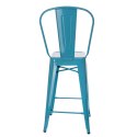 D2.DESIGN Hoker Krzesło barowe Stołek Paris Back niebieski inspirowany Tolix metal malowany proszkowo wysokie oparcie podnóżek D2.DESIGN Hoker Krzesło barowe Stołek Paris Back niebieski inspirowany Tolix metal malowany proszkowo wysokie oparcie podnóżek