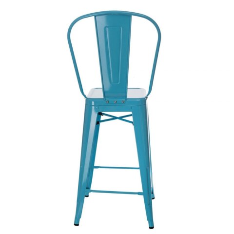 D2.DESIGN Hoker Krzesło barowe Stołek Paris Back niebieski inspirowany Tolix metal malowany proszkowo wysokie oparcie podnóżek D2.DESIGN Hoker Krzesło barowe Stołek Paris Back niebieski inspirowany Tolix metal malowany proszkowo wysokie oparcie podnóżek