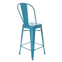 D2.DESIGN Hoker Krzesło barowe Stołek Paris Back niebieski inspirowany Tolix metal malowany proszkowo wysokie oparcie podnóżek D2.DESIGN Hoker Krzesło barowe Stołek Paris Back niebieski inspirowany Tolix metal malowany proszkowo wysokie oparcie podnóżek