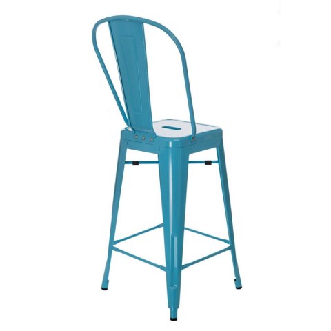 D2.DESIGN Hoker Krzesło barowe Stołek Paris Back niebieski inspirowany Tolix metal malowany proszkowo wysokie oparcie podnóżek D2.DESIGN Hoker Krzesło barowe Stołek Paris Back niebieski inspirowany Tolix metal malowany proszkowo wysokie oparcie podnóżek