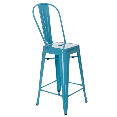 D2.DESIGN Hoker Krzesło barowe Stołek Paris Back niebieski inspirowany Tolix metal malowany proszkowo wysokie oparcie podnóżek D2.DESIGN Hoker Krzesło barowe Stołek Paris Back niebieski inspirowany Tolix metal malowany proszkowo wysokie oparcie podnóżek