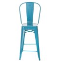 D2.DESIGN Hoker Krzesło barowe Stołek Paris Back niebieski inspirowany Tolix metal malowany proszkowo wysokie oparcie podnóżek D2.DESIGN Hoker Krzesło barowe Stołek Paris Back niebieski inspirowany Tolix metal malowany proszkowo wysokie oparcie podnóżek