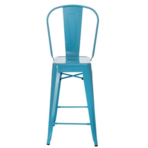 D2.DESIGN Hoker Krzesło barowe Stołek Paris Back niebieski inspirowany Tolix metal malowany proszkowo wysokie oparcie podnóżek D2.DESIGN Hoker Krzesło barowe Stołek Paris Back niebieski inspirowany Tolix metal malowany proszkowo wysokie oparcie podnóżek