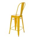 D2.DESIGN Hoker Krzesło barowe Stołek Paris Back żółty inspirowany Tolix metal malowany proszkowo wysokie oparcie podnóżek