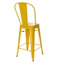 D2.DESIGN Hoker Krzesło barowe Stołek Paris Back żółty inspirowany Tolix metal malowany proszkowo wysokie oparcie podnóżek D2.DESIGN Hoker Krzesło barowe Stołek Paris Back żółty inspirowany Tolix metal malowany proszkowo wysokie oparcie podnóżek