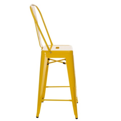D2.DESIGN Hoker Krzesło barowe Stołek Paris Back żółty inspirowany Tolix metal malowany proszkowo wysokie oparcie podnóżek D2.DESIGN Hoker Krzesło barowe Stołek Paris Back żółty inspirowany Tolix metal malowany proszkowo wysokie oparcie podnóżek