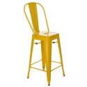 D2.DESIGN Hoker Krzesło barowe Stołek Paris Back żółty inspirowany Tolix metal malowany proszkowo wysokie oparcie podnóżek