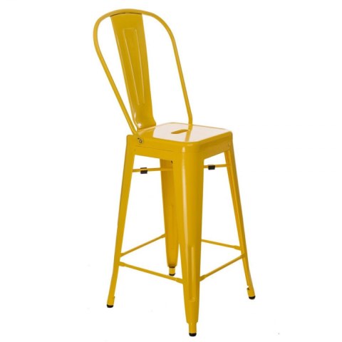 D2.DESIGN Hoker Krzesło barowe Stołek Paris Back żółty inspirowany Tolix metal malowany proszkowo wysokie oparcie podnóżek D2.DESIGN Hoker Krzesło barowe Stołek Paris Back żółty inspirowany Tolix metal malowany proszkowo wysokie oparcie podnóżek