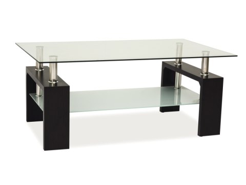 ŁAWA Z PÓŁKĄ LISA BASIC II SIGNAL SZKŁO HARTOWANE TRANSPARENTNY / STELAŻ MDF VENGE 100x60 ława prostokątna do salonu ŁAWA Z PÓŁKĄ LISA BASIC II SIGNAL SZKŁO HARTOWANE TRANSPARENTNY / STELAŻ MDF VENGE 100x60 ława prostokątna do salonu
