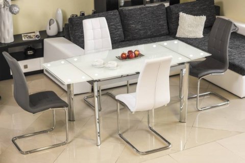 STÓŁ ROZKŁADANY GD020 BIAŁY / CHROM 120(180)x80 SIGNAL BLAT SZKŁO HARTOWANE STELAŻ METAL CHROMOWANY PROSTOKĄTNY STÓŁ ROZKŁADANY GD020 BIAŁY / CHROM 120(180)x80 SIGNAL BLAT SZKŁO HARTOWANE STELAŻ METAL CHROMOWANY PROSTOKĄTNY
