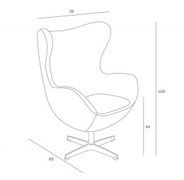 D2.DESIGN Fotel Jajo z podnóżkiem kaszmir 41 szary ciemny Premium