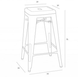 HOKER CZARNY STOŁEK BAROWY Paris 75cm. insp. Tolix D2.DESIGN stalowy RĘCZNIE WYKONANY do domu i do lokalu