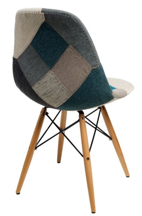 D2.DESIGN Krzesło P016W patchwork nieb-szary drewn D2.DESIGN Krzesło P016W patchwork nieb-szary drewn