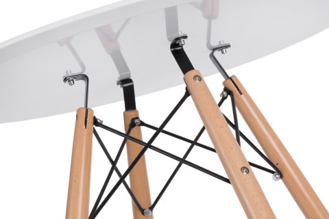 Intesi Stół DTW okrągły fi 80 cm, blat biały MDF lakierowany podstawa drewno bukowe metalowe łączenia lakierowane na czarno Intesi Stół DTW okrągły fi 80 cm, blat biały MDF lakierowany podstawa drewno bukowe metalowe łączenia lakierowane na czarno