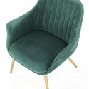 Halmar ELEGANCE 2 fotel wypoczynkowy tapicerka - ciemny zielony, nogi - złote