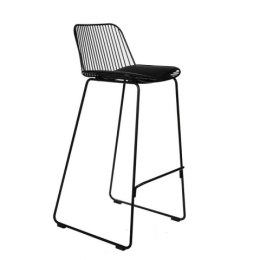 Intesi Hoker Krzesło barowe Dill High czarne metal malowany czarna poduszka ekoskóra montowana na rzepy