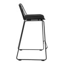 Intesi Hoker Krzesło barowe Dill Low metalowe czarne z czarną poduszką na rzepy ekoskóra można sztaplować