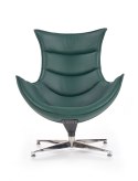 Halmar LUXOR fotel wypoczynkowy Zielony ekoskóra kompozytowa/stal nierdzewna