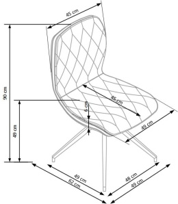 Halmar K237 krzesło do jadalni popielate, materiał: stal malowana proszkowo / ekoskóra