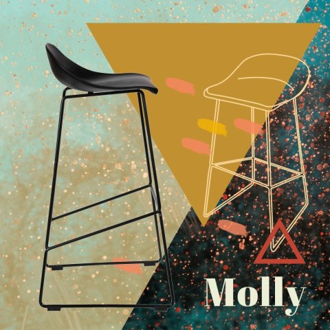 HOKER KRZESŁO BAROWE CZARNE Molly High SIEDZISKO TWORZYWO mat PODSTAWA METALOWA połysk Z PODPÓRKĄ NA NOGI HOKER KRZESŁO BAROWE CZARNE Molly High SIEDZISKO TWORZYWO mat PODSTAWA METALOWA połysk Z PODPÓRKĄ NA NOGI