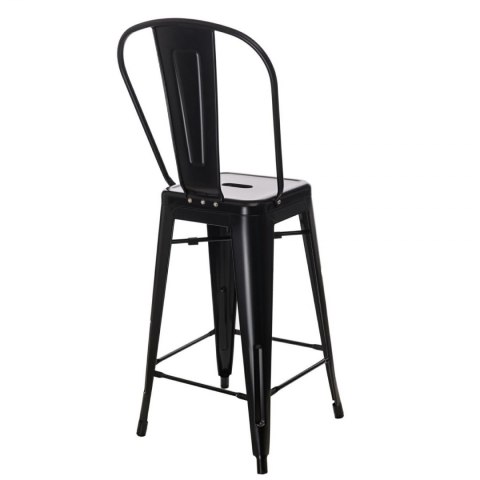 D2.DESIGN Stołek barowy Hoker Paris Back czarny inspirowany Tolix Krzesło barowe 66cm metal do domu i do lokalu D2.DESIGN Stołek barowy Hoker Paris Back czarny inspirowany Tolix Krzesło barowe 66cm metal do domu i do lokalu