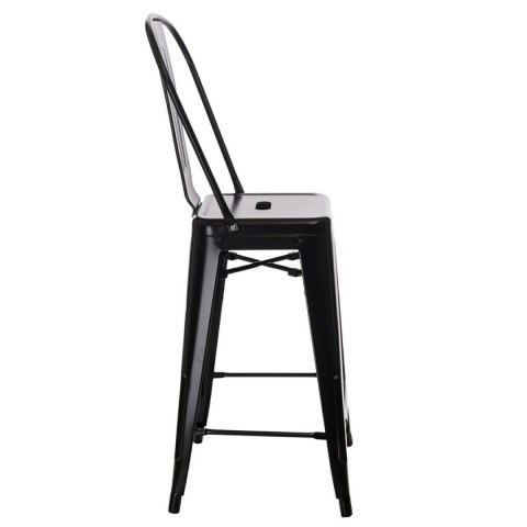 D2.DESIGN Stołek barowy Hoker Paris Back czarny inspirowany Tolix Krzesło barowe 66cm metal do domu i do lokalu D2.DESIGN Stołek barowy Hoker Paris Back czarny inspirowany Tolix Krzesło barowe 66cm metal do domu i do lokalu