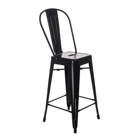 D2.DESIGN Stołek barowy Hoker Paris Back czarny inspirowany Tolix Krzesło barowe 66cm metal do domu i do lokalu D2.DESIGN Stołek barowy Hoker Paris Back czarny inspirowany Tolix Krzesło barowe 66cm metal do domu i do lokalu