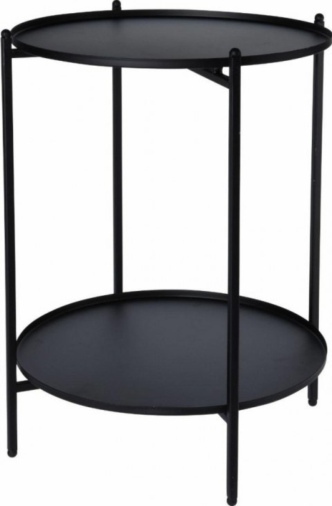 STOLIK KAWOWY Z PÓŁKĄ OKRĄGŁY Intesi Link CZARNY METALOWY DO POKOJU DO SALONU STOLIK KAWOWY Z PÓŁKĄ OKRĄGŁY Intesi Link CZARNY METALOWY DO POKOJU DO SALONU