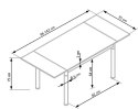 STÓŁ SZKLANY PROSTOKĄTNY ROZKŁADANY LOGAN 2 Halmar 96-142x70 POPIEL podstawa STAL CHROMOWANA
