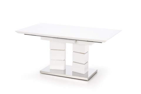Halmar LORD stół rozkładany biały, MDF lakierowany / stal nierdzewna 160-200x90