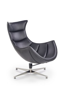 Halmar LUXOR fotel wypoczynkowy czarny materiał: ekoskóra kompozytowa / stal nierdzewna