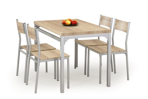 Halmar zestaw MALCOLM stół + 4 krzesła dąb sonoma MDF laminowany, stal malowana 110x70 Halmar zestaw MALCOLM stół + 4 krzesła dąb sonoma MDF laminowany, stal malowana 110x70