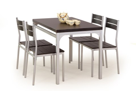 STÓŁ + 4 KRZESŁA ZESTAW MALCOLM Halmar WENGE płyta laminowana STELAŻE stal malowana proszkowo STÓŁ + 4 KRZESŁA ZESTAW MALCOLM Halmar WENGE płyta laminowana STELAŻE stal malowana proszkowo