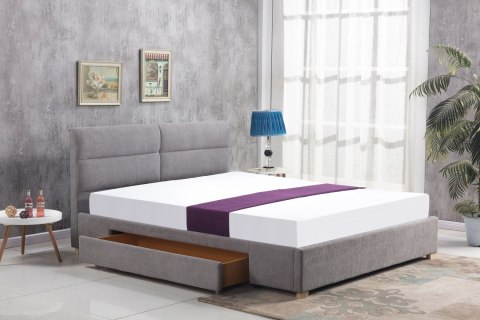 ŁÓŻKO DWUOSOBOWE Z SZUFLADĄ MERIDA 160x200 JASNY POPIEL tkanina lite drewno NATURALNY HALMAR ŁÓŻKO DWUOSOBOWE Z SZUFLADĄ MERIDA 160x200 JASNY POPIEL tkanina lite drewno NATURALNY HALMAR