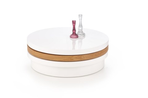 Halmar ława MICHELLE MDF lakierowany/MDF laminowany biały / dąb złoty fi 80 Halmar ława MICHELLE MDF lakierowany/MDF laminowany biały / dąb złoty fi 80