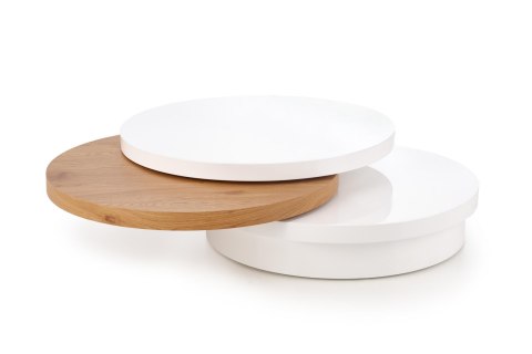 Halmar ława MICHELLE MDF lakierowany/MDF laminowany biały / dąb złoty fi 80 Halmar ława MICHELLE MDF lakierowany/MDF laminowany biały / dąb złoty fi 80