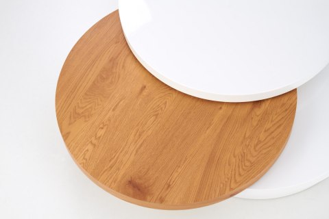 Halmar ława MICHELLE MDF lakierowany/MDF laminowany biały / dąb złoty fi 80 Halmar ława MICHELLE MDF lakierowany/MDF laminowany biały / dąb złoty fi 80