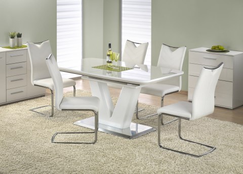 Halmar stół MISTRAL MDF lakierowany biały połysk, stal nierdzewna 160-220x90 Halmar stół MISTRAL MDF lakierowany biały połysk, stal nierdzewna 160-220x90