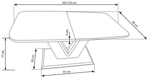 Halmar stół MISTRAL MDF lakierowany biały połysk, stal nierdzewna 160-220x90 Halmar stół MISTRAL MDF lakierowany biały połysk, stal nierdzewna 160-220x90