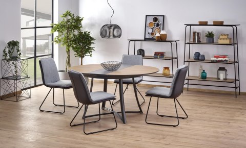 Halmar MORETTI stół rozkładany blat - dąb naturalny / popielaty, nogi - antracyt MDF laminat lakier stal malowana Halmar MORETTI stół rozkładany blat - dąb naturalny / popielaty, nogi - antracyt MDF laminat lakier stal malowana