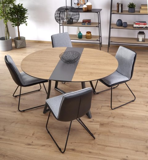 Halmar MORETTI stół rozkładany blat - dąb naturalny / popielaty, nogi - antracyt MDF laminat lakier stal malowana Halmar MORETTI stół rozkładany blat - dąb naturalny / popielaty, nogi - antracyt MDF laminat lakier stal malowana