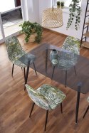 Halmar stół NEXT prostokątny blat szkło - dymiony, nogi stal malowana - dąb miodowy 130x80