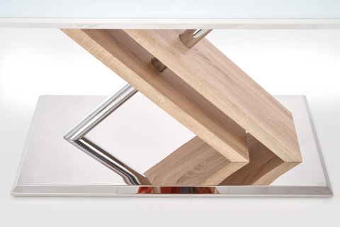 HALMAR stół NEXUS ekstra biały, szkło / dąb sonoma MDF lakierowany MDF laminowany stal chromowana stal nierdzewna HALMAR stół NEXUS ekstra biały, szkło / dąb sonoma MDF lakierowany MDF laminowany stal chromowana stal nierdzewna
