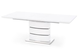 HALMAR stół NOBEL rozkładany biały z czarnymi pasami MDF lakierowany stal nierdzewna 160-200x90
