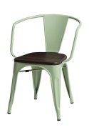 D2.DESIGN Krzesło Paris Arms Wood metalowe zielone, drewno sosnowe szczotkowane kolor orzech D2.DESIGN Krzesło Paris Arms Wood metalowe zielone, drewno sosnowe szczotkowane kolor orzech