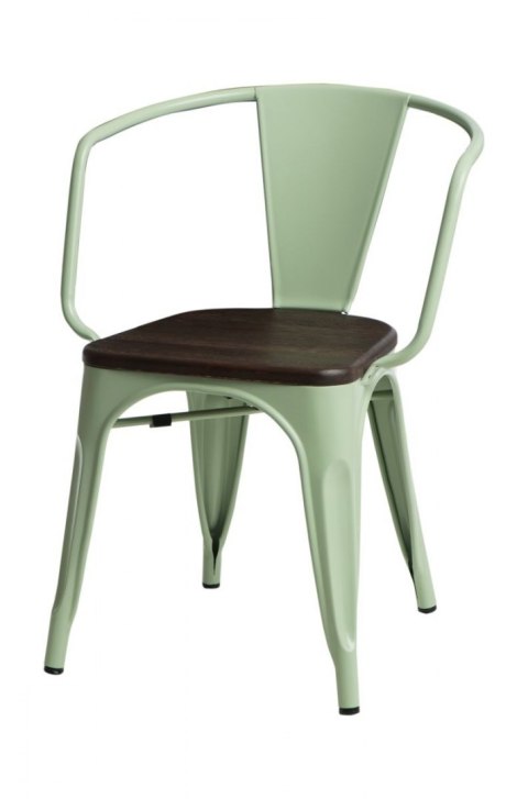 D2.DESIGN Krzesło Paris Arms Wood metalowe zielone, drewno sosnowe szczotkowane kolor orzech D2.DESIGN Krzesło Paris Arms Wood metalowe zielone, drewno sosnowe szczotkowane kolor orzech